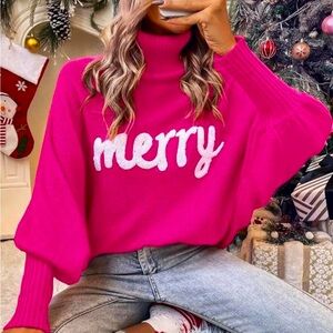 Chunky Knit “Merry Christmas” Sweater